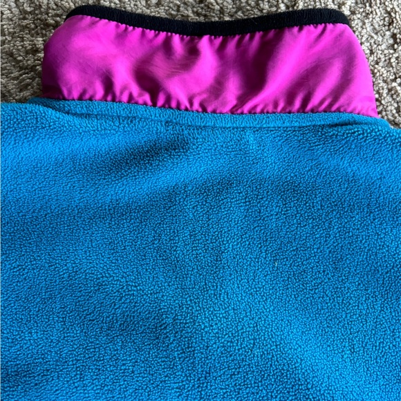 Lazy Oaf Vintage Zip Fleece Pullover Neon Pink & Blue 80s Sweater Size XS - Picture 4 of 7